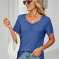 Ruched V-Neck Short Sleeve T-Shirt