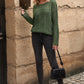 Openwork Round Neck Long Sleeve Knit Top