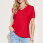 Basic Solid Vneck High-Low Tee
