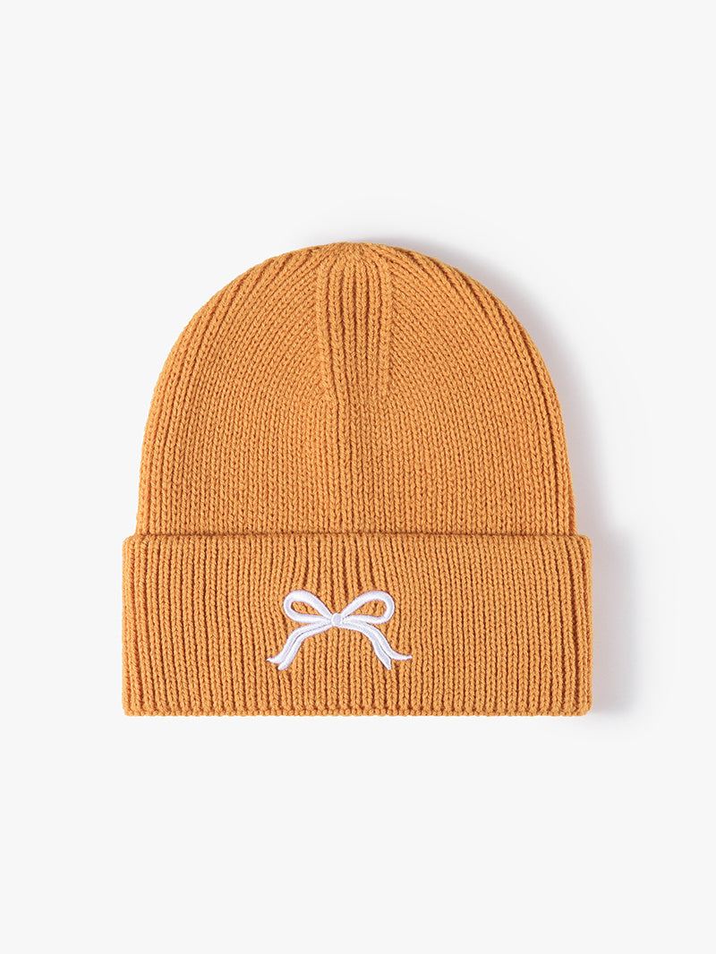 Embroidered Coquette Bow Knit Beanie
