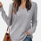 Vneck Long Sleeve Solid Shirt