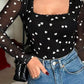 Heart Square Neck Long Sleeve Bodysuit