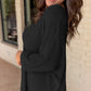 Waffleknit Side Slit Vneck Long Sleeve Top