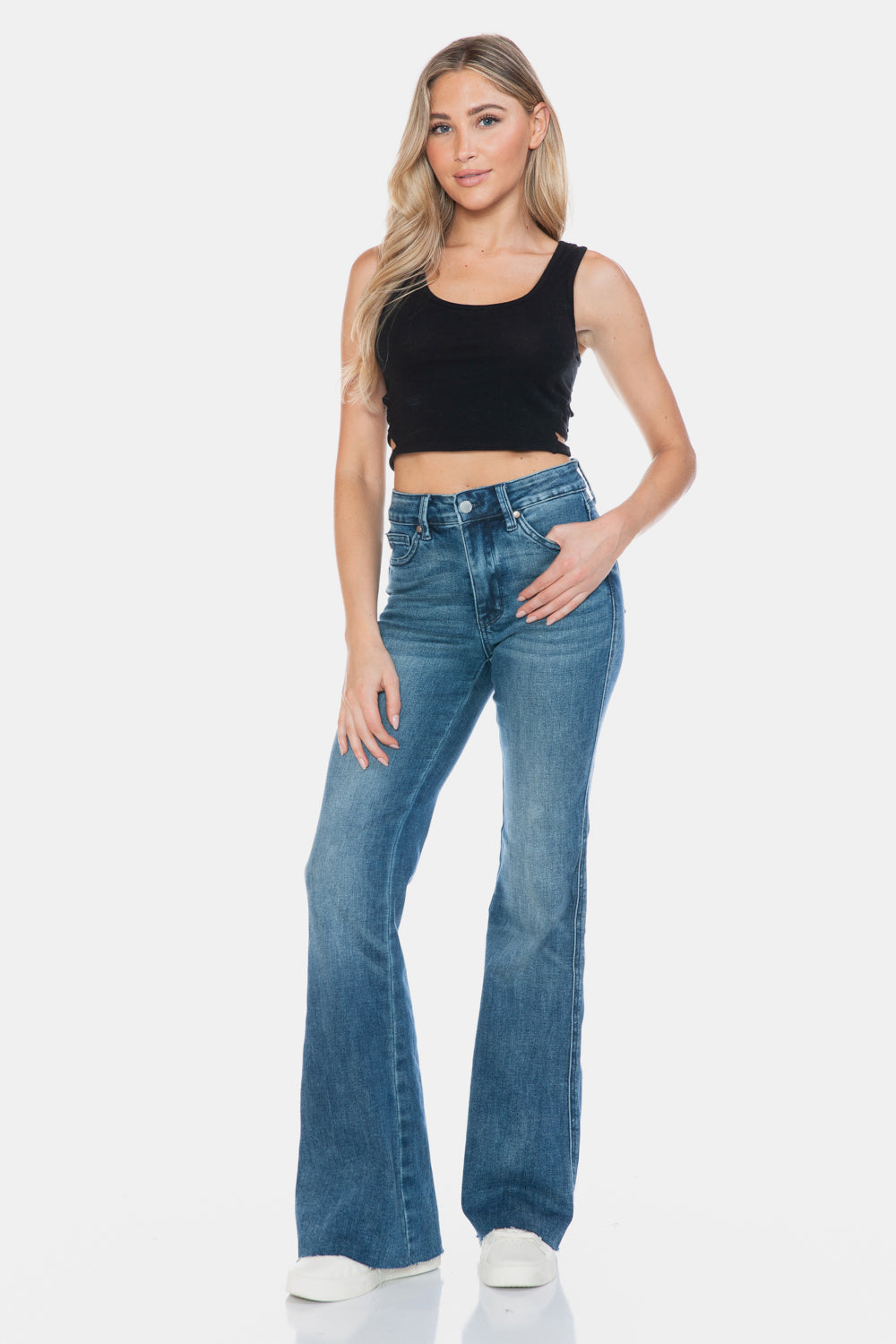 Judy Blue Tummy Control Raw Hem Flare Jeans