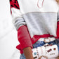 Leopard Colorblock Round Neck Long Sleeve Sweater
