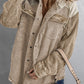 *App Exclusive* Snap Front Hooded Corduroy Shacket