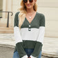 Colorblock Vneck Long Sleeve Top