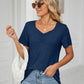Ruched V-Neck Short Sleeve T-Shirt