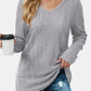 Vneck Long Sleeve Solid Shirt