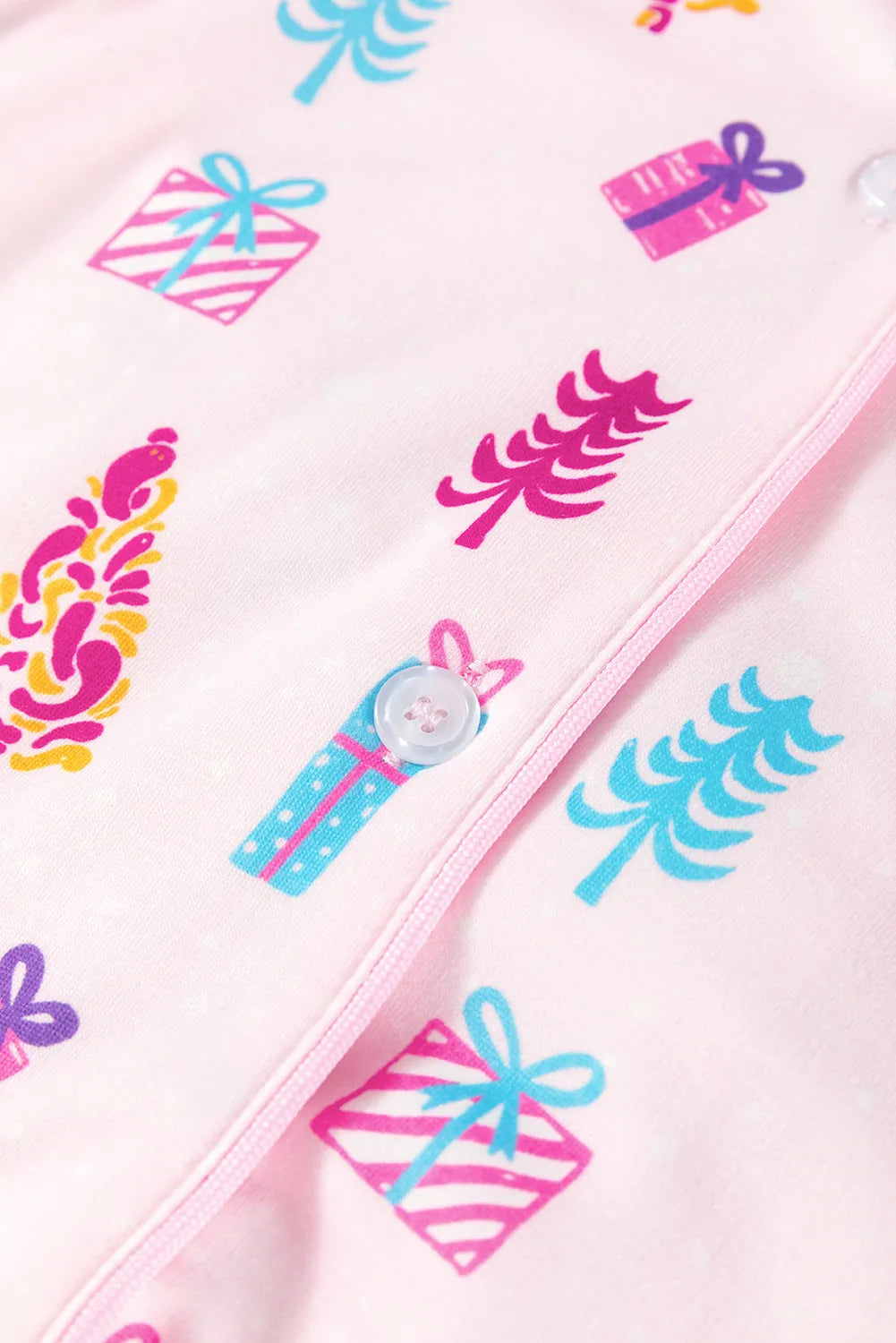 Pink Christmas Button Sleep Shirt/Jammies