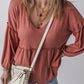 Vneck Babydoll Long Sleeve Blouse