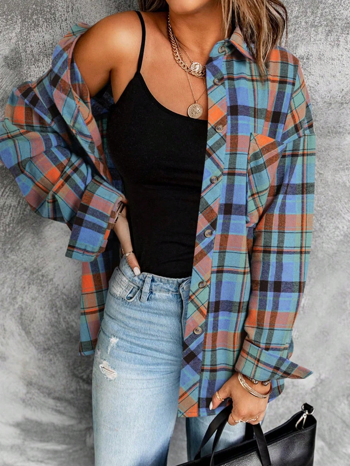 Plaid Flannel Long Sleeve Shirt