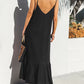 Vneck Ruffled Hem Midi Cami Dress
