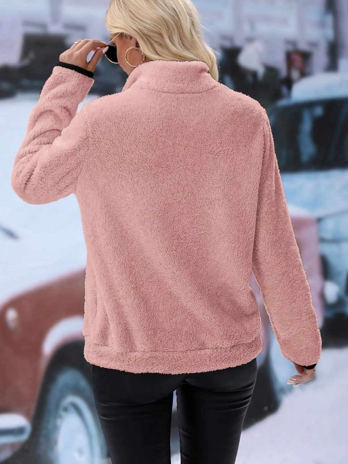 Half Zip Long Sleeve Fleece Lined Sweatshirt