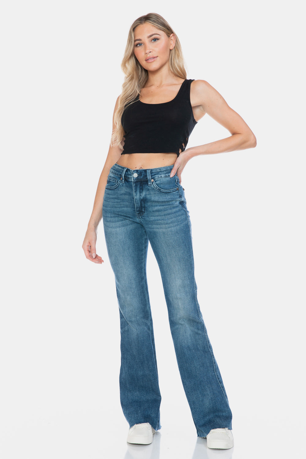 Judy Blue Tummy Control Raw Hem Flare Jeans