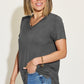 Basic Solid Vneck High-Low Tee