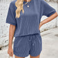 Ribbed Top and Drawstring Shorts Set
