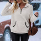 Half Zip Long Sleeve Fleece Lined Sweatshirt
