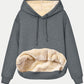 Drawstring Long Sleeve Hoodie with Fleece Lining