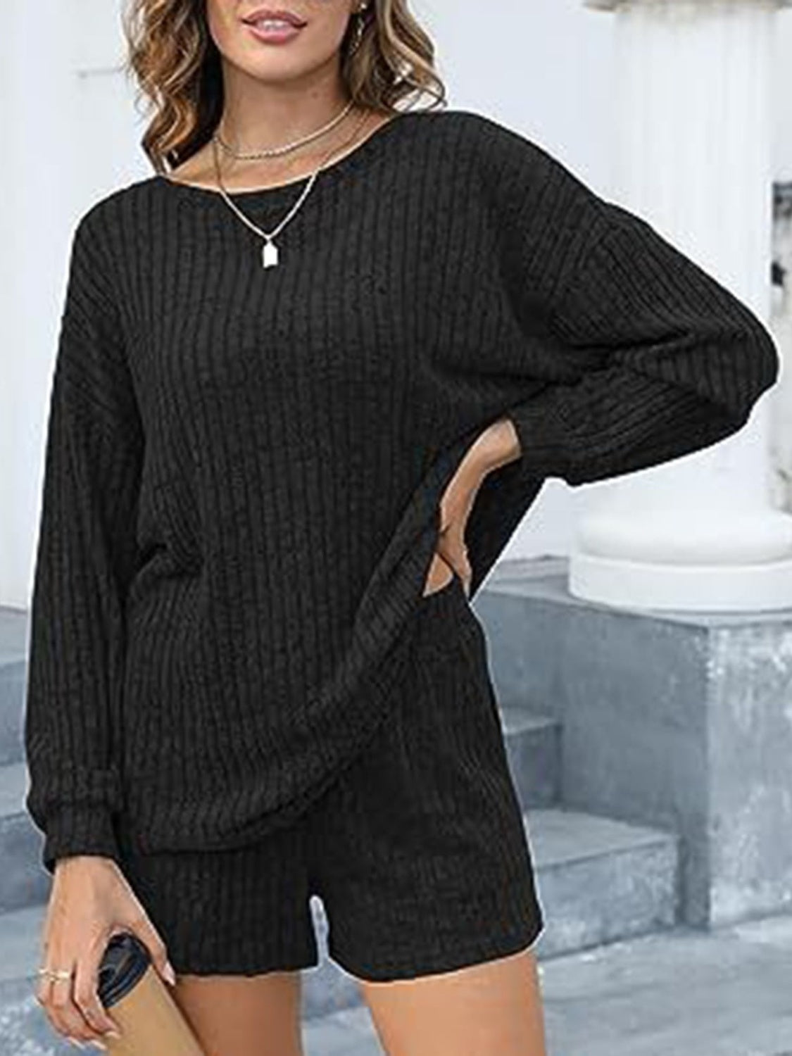 Lounge Worthy Dropped Shoulder Top and Shorts Set