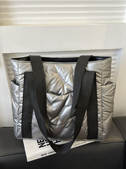 Puffer Tote Bag with Side Pockets