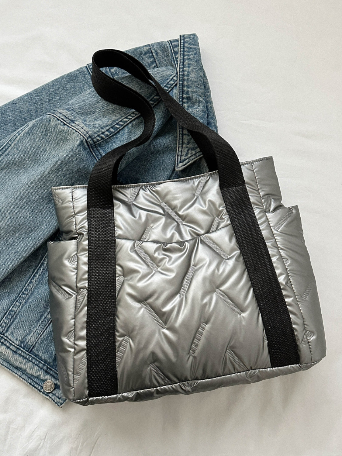 Puffer Tote Bag with Side Pockets