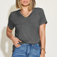 Basic Solid Vneck High-Low Tee