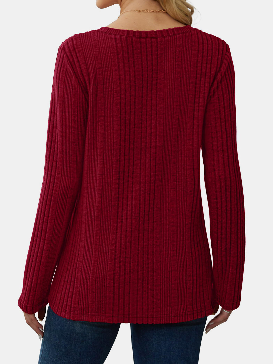 Vneck Long Sleeve Solid Shirt