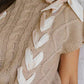 Cable-Knit Tied Short Sleeve Sweater