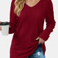 Vneck Long Sleeve Solid Shirt
