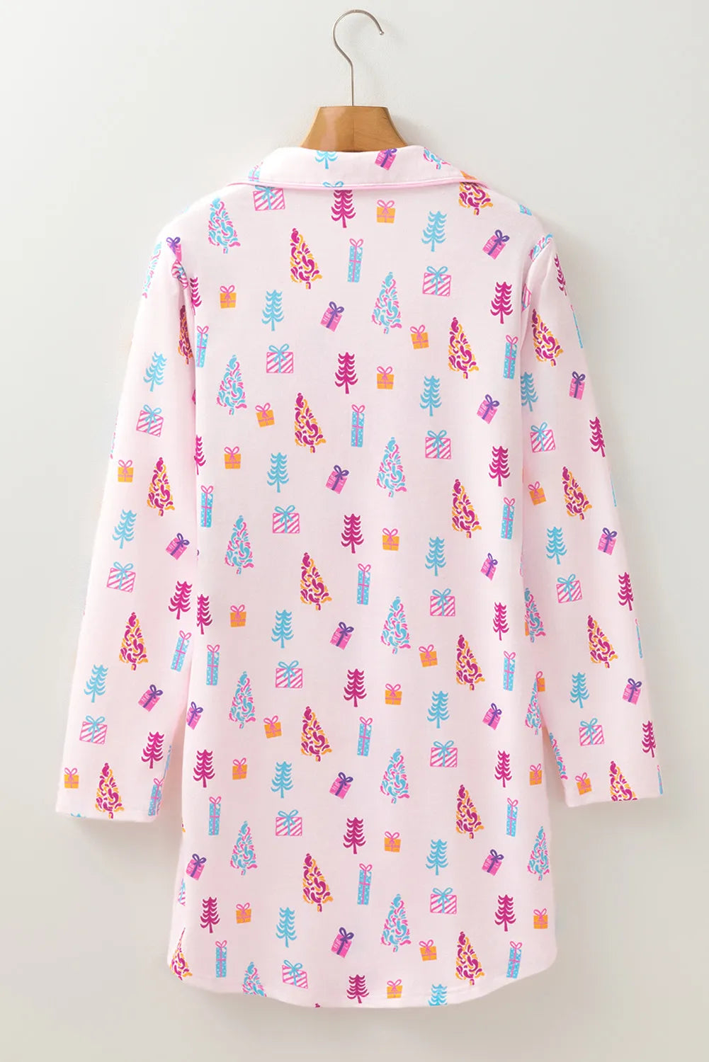 Pink Christmas Button Sleep Shirt/Jammies