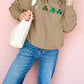 Embroidered Clover Pattern Round Neck Sweatshirt