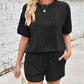 Ribbed Top and Drawstring Shorts Set
