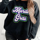 MARDI GRAS Round Neck Drop Shoulder Sweatshirt