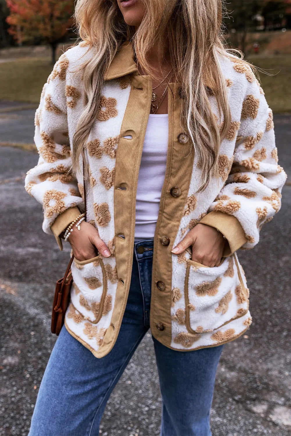 Retro Flower Sherpa Jacket
