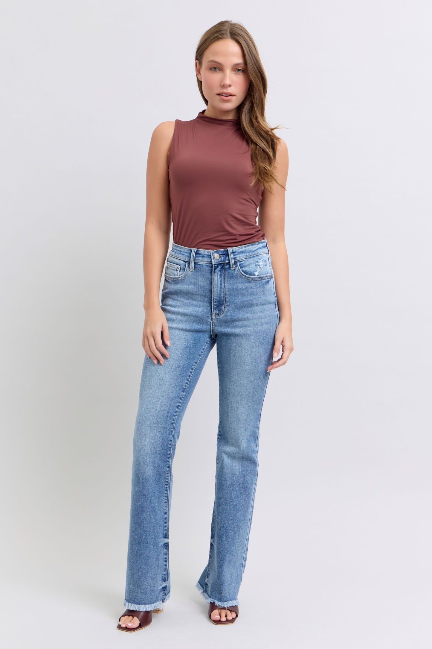 Judy Blue Raw Hem Bootcut Jeans