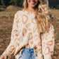 Distressed Trim Leopard Vneck Sweater