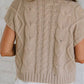 Cable-Knit Tied Short Sleeve Sweater