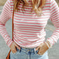 Striped Mock Neck Long Sleeve Top