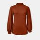 Turtleneck Button Long Sleeve Blouse