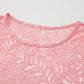 Lace Flower Round Neck Long Sleeve Top