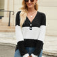 Colorblock Vneck Long Sleeve Top