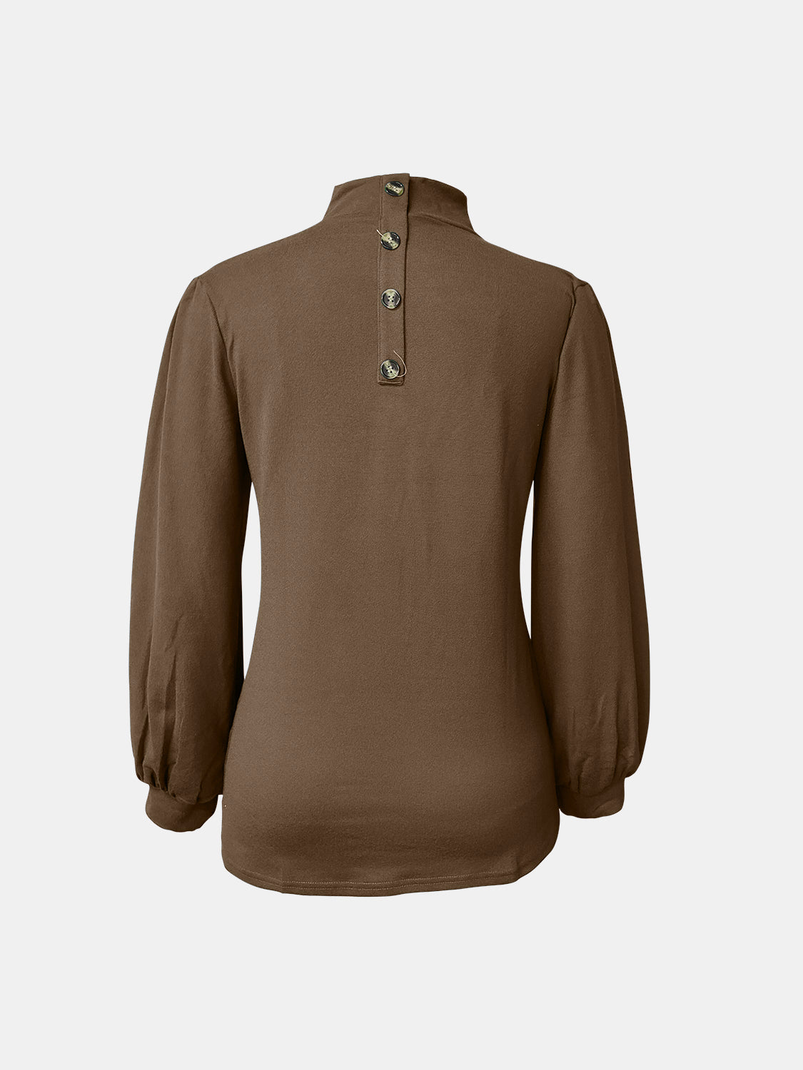 Turtleneck Button Long Sleeve Blouse