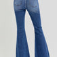 RISEN Distressed Raw Hem Flare Jeans