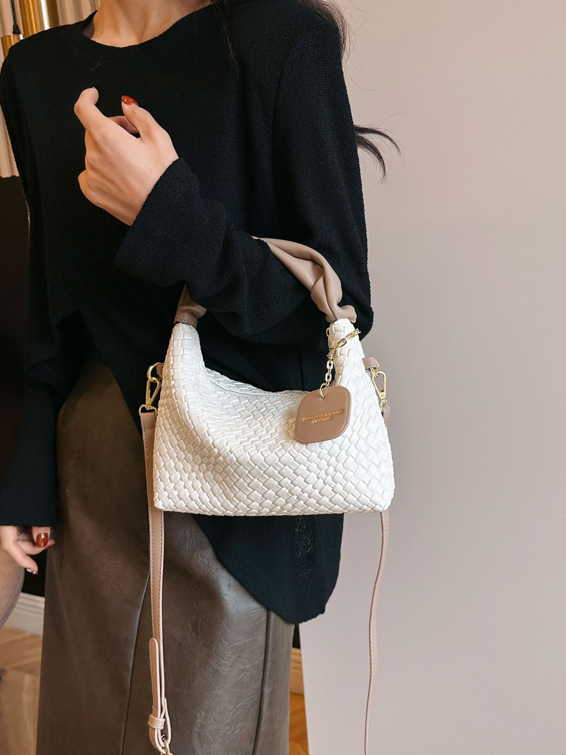 Faux Leather Woven Purse