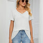 Ruched V-Neck Short Sleeve T-Shirt