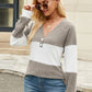 Colorblock Vneck Long Sleeve Top