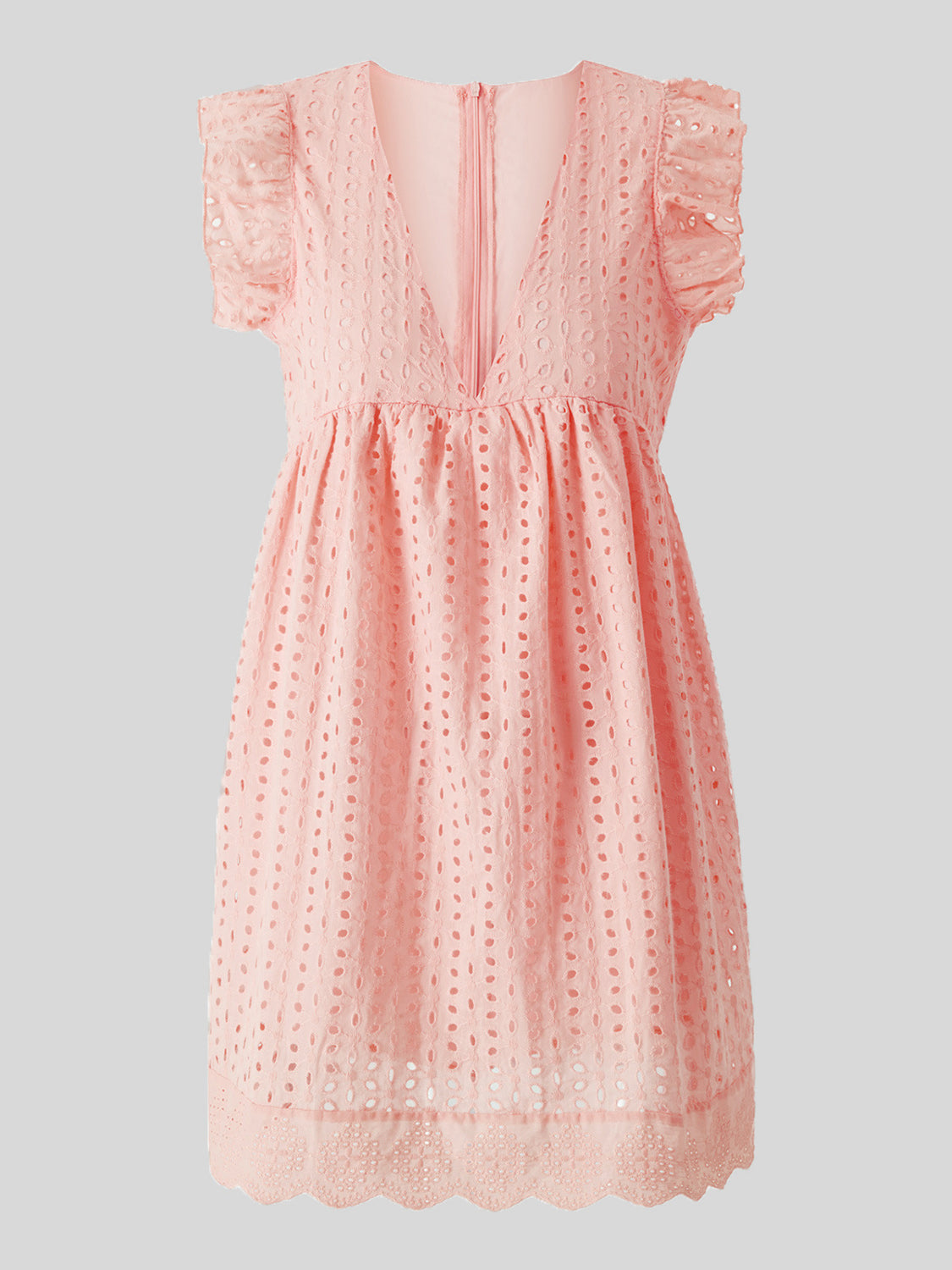 *App Exclusive* Ruffled Eyelet Deep V Dress
