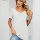 Ruched V-Neck Short Sleeve T-Shirt