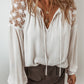 Lace Detail Tie Neck Long Sleeve Blouse